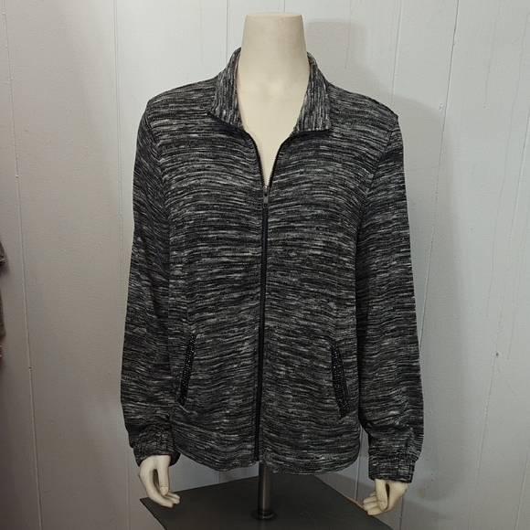 Juicy Couture Black and Gray Knit Cardigan - Picture 1 of 6